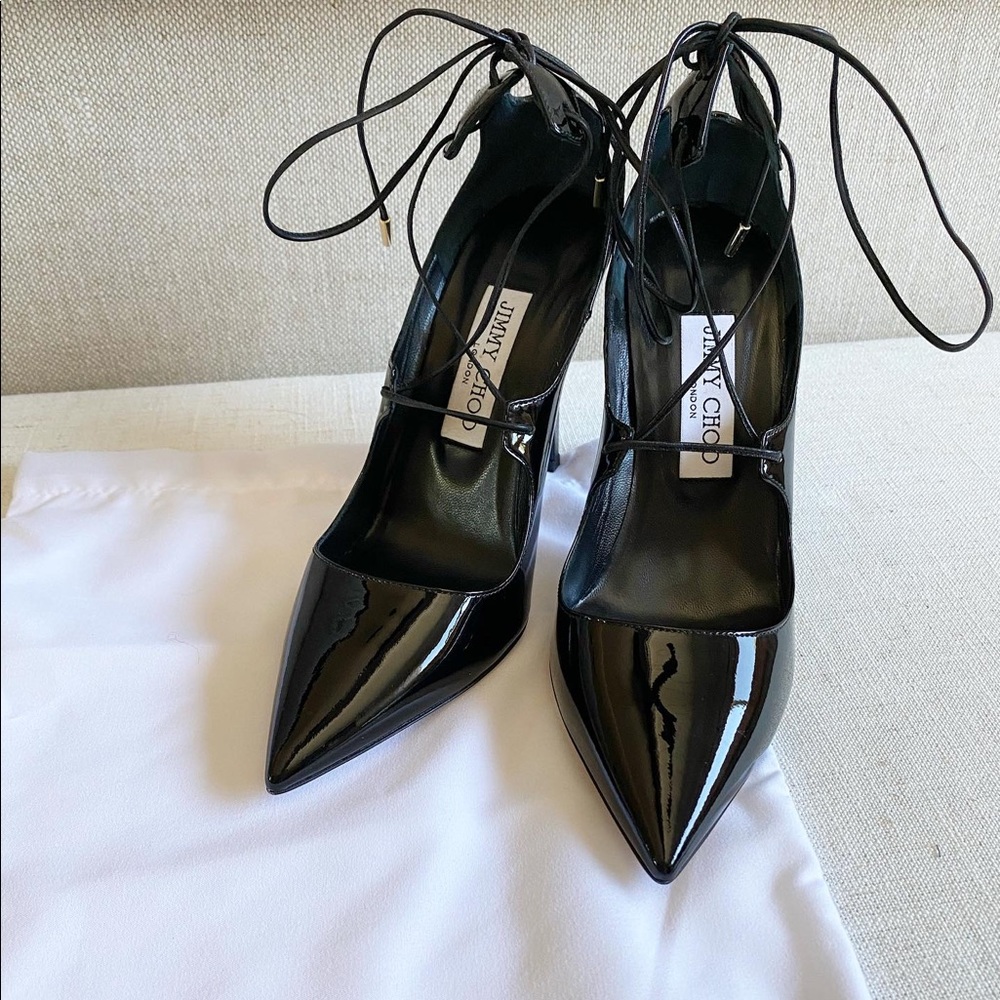 Jimmy Choo black lace-up heels